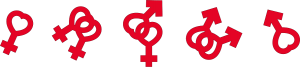 Bild på symboler i rött